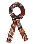 FabSeasons Brown Abstract Traditional Printed Cotton Scarf
