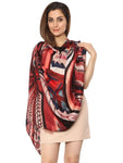 FabSeasons Maroon Abstract Traditional Printed Cotton Scarf