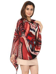 FabSeasons Maroon Abstract Traditional Printed Cotton Scarf