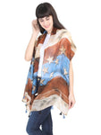 FabSeasons Brown Star Printed Cotton Unisex Scarf
