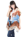 FabSeasons Brown Star Printed Cotton Unisex Scarf