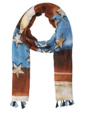 FabSeasons Brown Star Printed Cotton Unisex Scarf