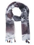 FabSeasons Grey Star Printed Cotton Unisex Scarf