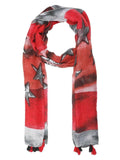 FabSeasons Red Star Printed Cotton Unisex Scarf