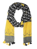 FabSeasons Black Anchor Printed Cotton Scarf for Summer & Winter