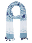FabSeasons Blue Anchor Printed Cotton Scarf for Summer & Winter freeshipping - FABSEASONS
