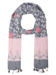 FabSeasons Grey Anchor Printed Cotton Scarf for Summer & Winter