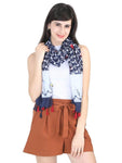 FabSeasons Navy Anchor Printed Cotton Scarf for Summer & Winter