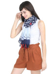 FabSeasons Navy Anchor Printed Cotton Scarf for Summer & Winter