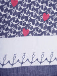 FabSeasons Navy Anchor Printed Cotton Scarf for Summer & Winter