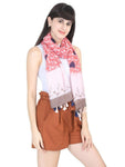 FabSeasons Peach Anchor Printed Cotton Scarf for Summer & Winter