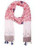 FabSeasons Peach Anchor Printed Cotton Scarf for Summer & Winter