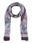 FabSeasons Floral Brown Premium Printed Cotton Long Scarves