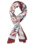 FabSeasons Floral Maroon Premium Printed Cotton Long Scarves