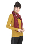 FabSeasons Maroon Leaf Printed Cotton Scarf For Women & Girls freeshipping - FABSEASONS