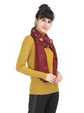 FabSeasons Maroon Leaf Printed Cotton Scarf For Women & Girls freeshipping - FABSEASONS