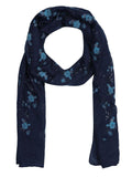 FabSeasons Navy Leaf Printed Cotton Scarf For Women & Girls