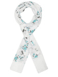 FabSeasons White Leaf Printed Cotton Scarf For Women & Girls