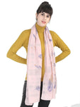FabSeasons Premium Baby Pink Printed Cotton Scarf for Summer & Winter