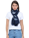 FabSeasons Premium Navy Printed Cotton Scarf for Summer & Winter