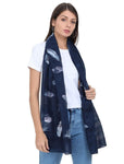 FabSeasons Premium Navy Printed Cotton Scarf for Summer & Winter