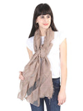 FabSeasons Brown Fancy Striped Viscose Scarf for Ladies