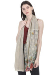 FabSeasons Beign Cotton Stylish Scarf with Floral Embroidery for Women