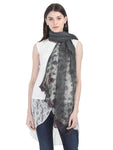 FabSeasons Black Cotton Stylish Scarf with Floral Embroidery for Women freeshipping - FABSEASONS