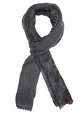 FabSeasons Black Cotton Stylish Scarf with Floral Embroidery for Women
