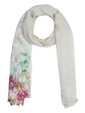 FabSeasons Cream Cotton Stylish Scarf with Floral Embroidery for Women