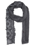 FabSeasons Black Cotton Stylish Scarves with Embroidery for Women