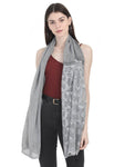 FabSeasons Grey Cotton Stylish Scarves with Embroidery for Women freeshipping - FABSEASONS