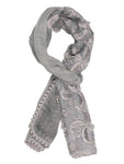FabSeasons Grey Cotton Stylish Scarves with Embroidery for Women