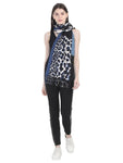 FabSeasons Blue Leopard Printed Acrylic Woolen Scarf For Women