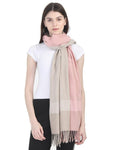 FabSeasons BabyPink-Beign Woolen Scarf, Muffler, Shawl and Stole for Winters