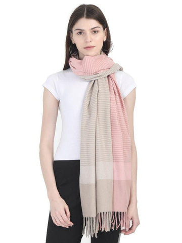 FabSeasons BabyPink-Beign Woolen Scarf, Muffler, Shawl and Stole for Winters