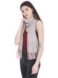 FabSeasons BabyPink-Grey Woolen Scarf, Muffler, Shawl and Stole for Winters