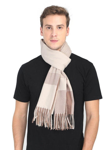 FabSeasons Men Beign-Brown Woolen Scarf, Muffler, Shawl and Stole for Winters