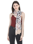 FabSeasons Cream Fancy Fashion Stylish Checkered Printed Scarves