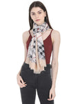 FabSeasons Cream Fancy Fashion Stylish Checkered Printed Scarves freeshipping - FABSEASONS