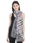 FabSeasons Grey Fancy Fashion Stylish Checkered Printed Scarves