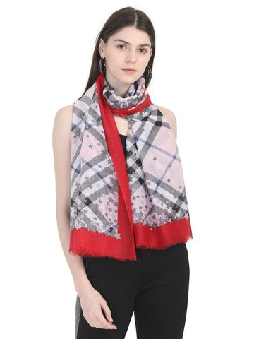 FabSeasons Red Fancy Fashion Stylish Checkered Printed Scarves