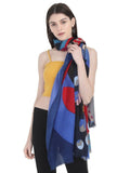 FabSeasons Stylish Blue Abstract Printed Cotton Scarves for Summer & Winter freeshipping - FABSEASONS