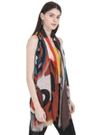 FabSeasons Stylish Brown Abstract Printed Cotton Scarves for Summer & Winter