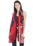 FabSeasons Stylish Red Abstract Printed Cotton Scarves for Summer & Winter