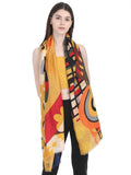 FabSeasons Stylish Yellow Abstract Printed Cotton Scarves for Summer & Winter