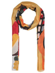 FabSeasons Stylish Yellow Abstract Printed Cotton Scarves for Summer & Winter