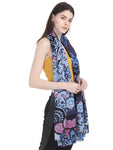 FabSeasons Stylish Blue Floral Printed Cotton Scarves For Women