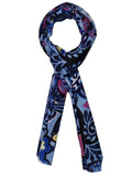 FabSeasons Stylish Blue Floral Printed Cotton Scarves For Women