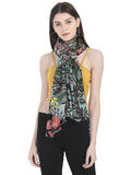 FabSeasons Stylish Green Floral Printed Cotton Scarves For Women